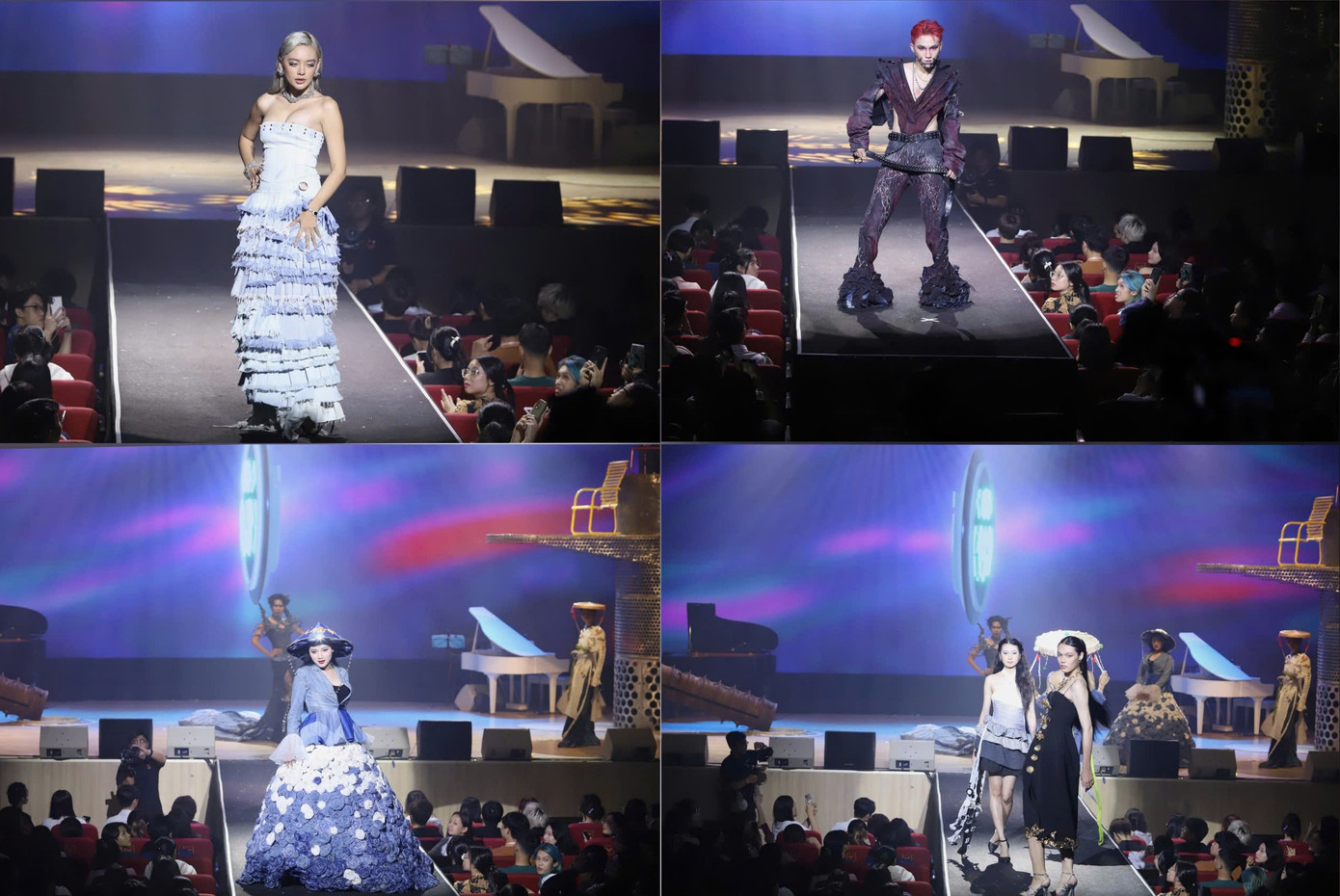 Các thiết kế gây ấn tượng khi dùng những vật liệu phế phẩm nhưng lại mang đến những sản phẩm hoàn chỉnh, độc đáo. Ảnh: Ngô Tùng