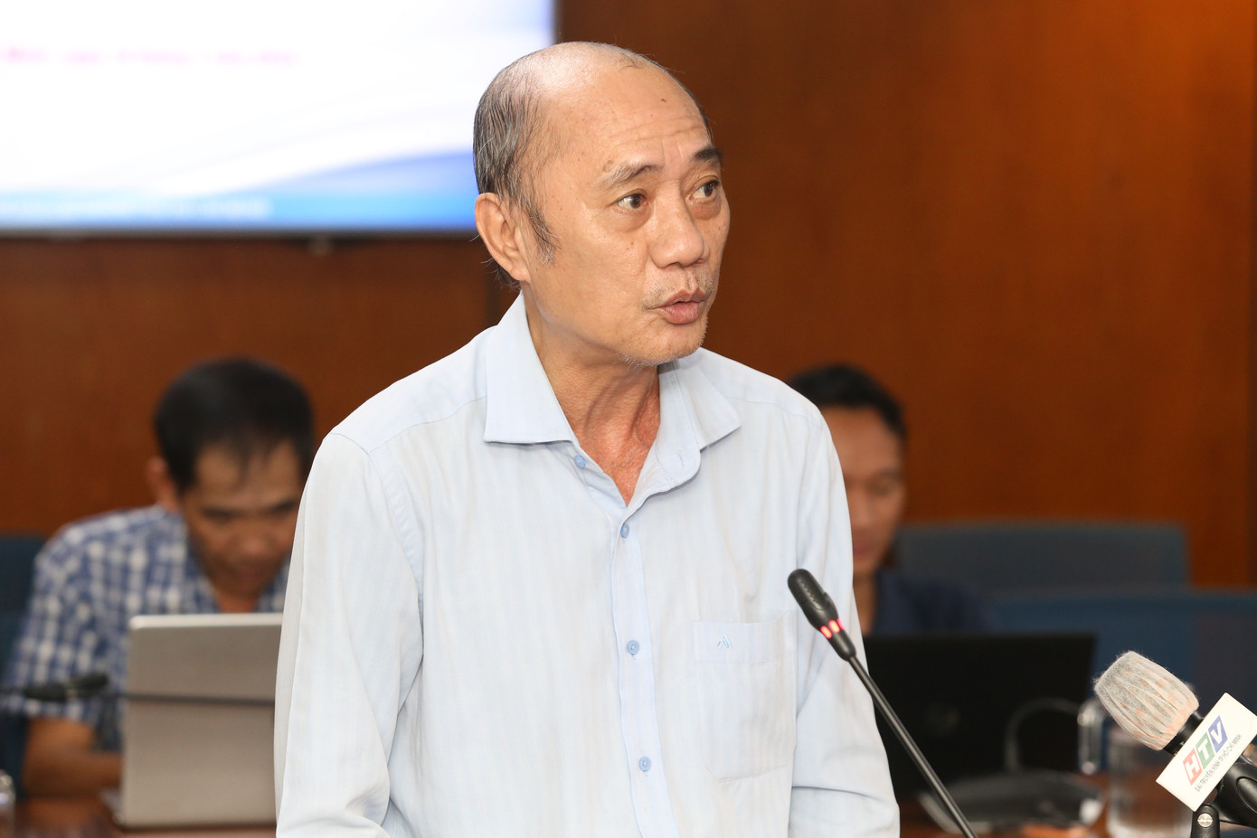 Ông Trần Nguyên Hiền thông tin tại họp báo. Ảnh: Ngô Tùng.