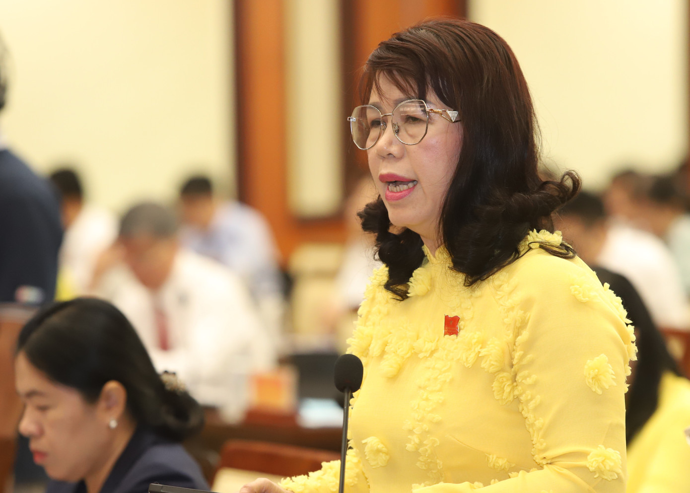 Đại biểu đặt vấn đề chất vấn Giám đốc Sở TT&amp;TT TPHCM. Ảnh: Ngô Tùng