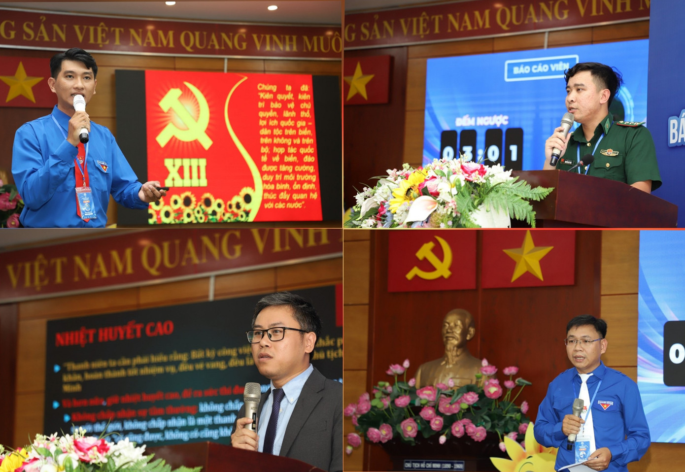 Các thí sinh thể hiện kỹ năng hùng biện. Các thí sinh thể hiện kỹ năng hùng biện.