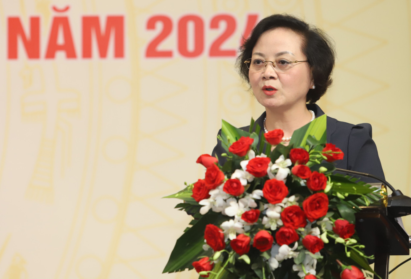 Bộ trưởng Bộ Nội vụ Phạm Thị Thanh Trà phát biểu kết luận hội nghị. Ảnh: Ngô Tùng.