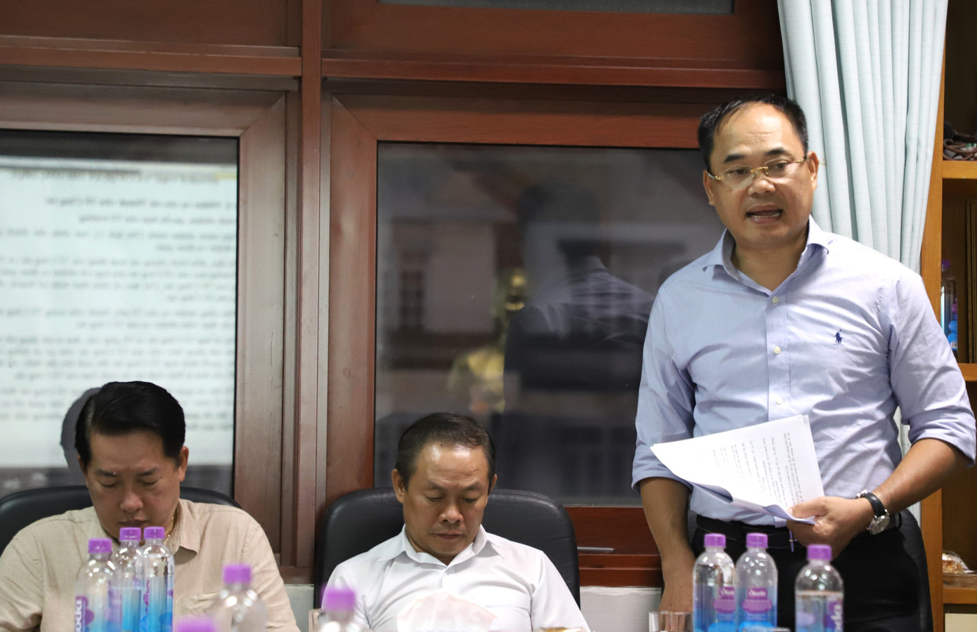 Đại tá Trần Văn Hiếu thông tin tại buổi làm việc. Ảnh: Ngô Tùng Đại tá Trần Văn Hiếu thông tin tại buổi làm việc. Ảnh: Ngô Tùng