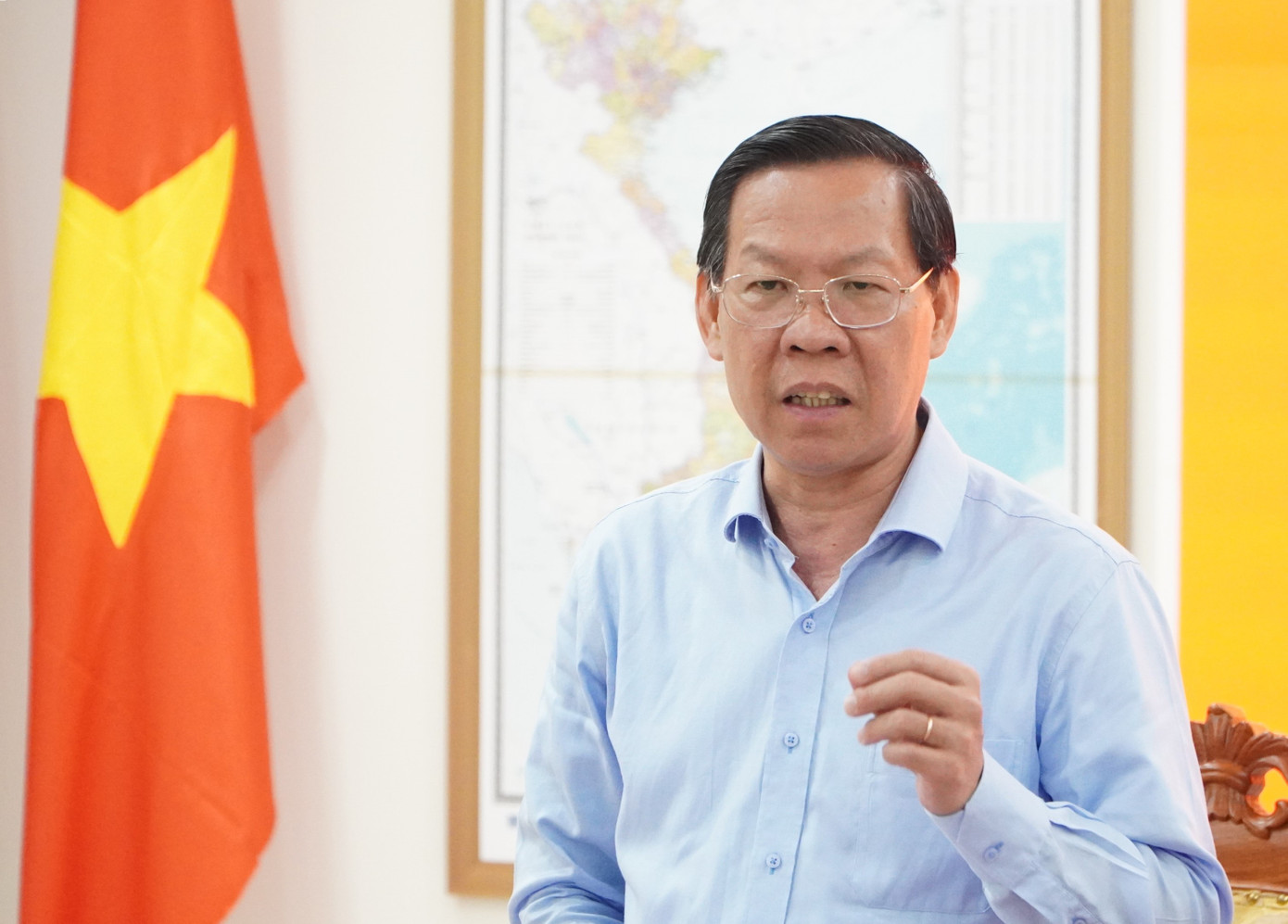 Chủ tịch UBND TPHCM Phan Văn Mãi phát biểu chỉ đạo tại hội nghị. Ảnh: Lê Vĩnh