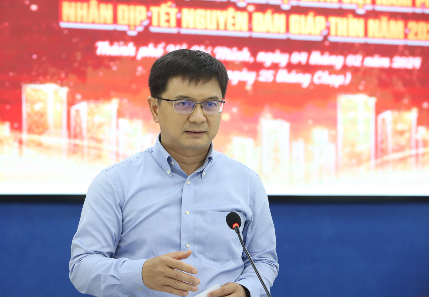 Trưởng ban Dân vận Thành ủy TPHCM Nguyễn Mạnh Cường chia sẻ tại buổi gặp gỡ. Trưởng ban Dân vận Thành ủy TPHCM Nguyễn Mạnh Cường chia sẻ tại buổi gặp gỡ.