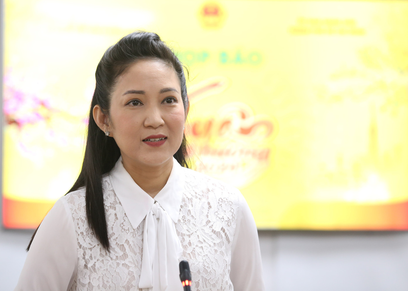 NSND Thanh Thúy, Phó giám đốc Sở Văn hóa và Thể thao TPHCM thông tin tại buổi họp. Ảnh: Ngô Tùng