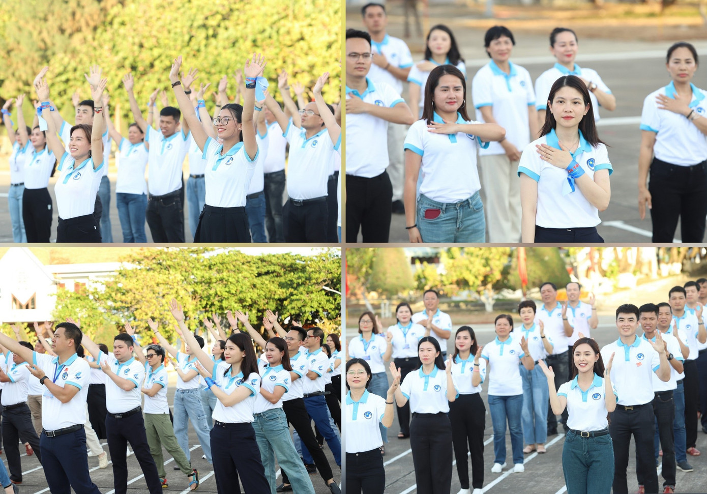 Để mang đến phần trình diễn hoàn chỉnh, đẹp mắt, các thành viên đã hăng hái tham gia tập luyện nhiều buổi ngay trên chuyến tàu đưa đoàn công tác đi thăm các điểm đảo trong hải trình trước đó.