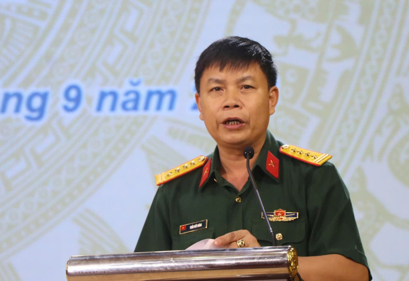 Đại tá Trần Viết Năng khai mạc hội thi. Ảnh: T.H Đại tá Trần Viết Năng khai mạc hội thi. Ảnh: T.H