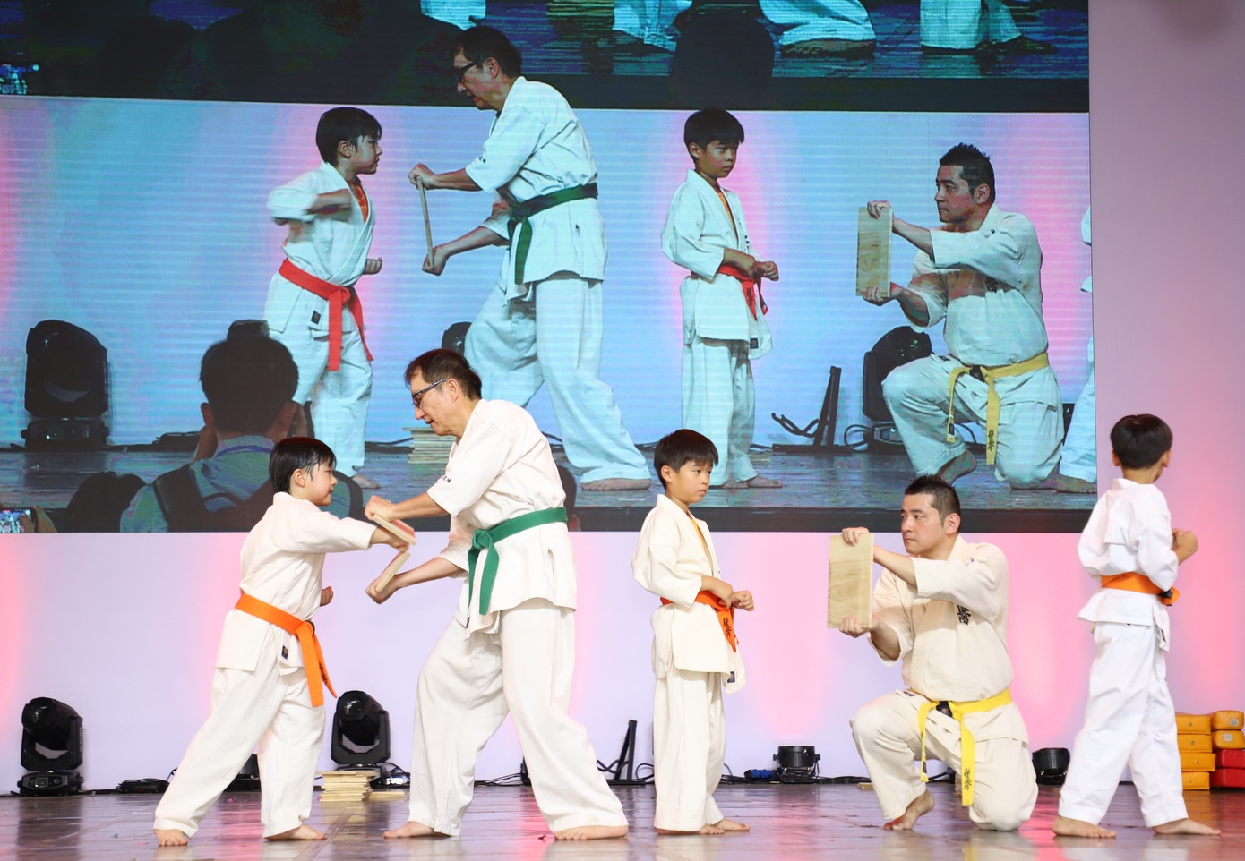 Các em nhỏ biểu diễn các thế võ quen thuộc ở đất nước Nhật Bản.