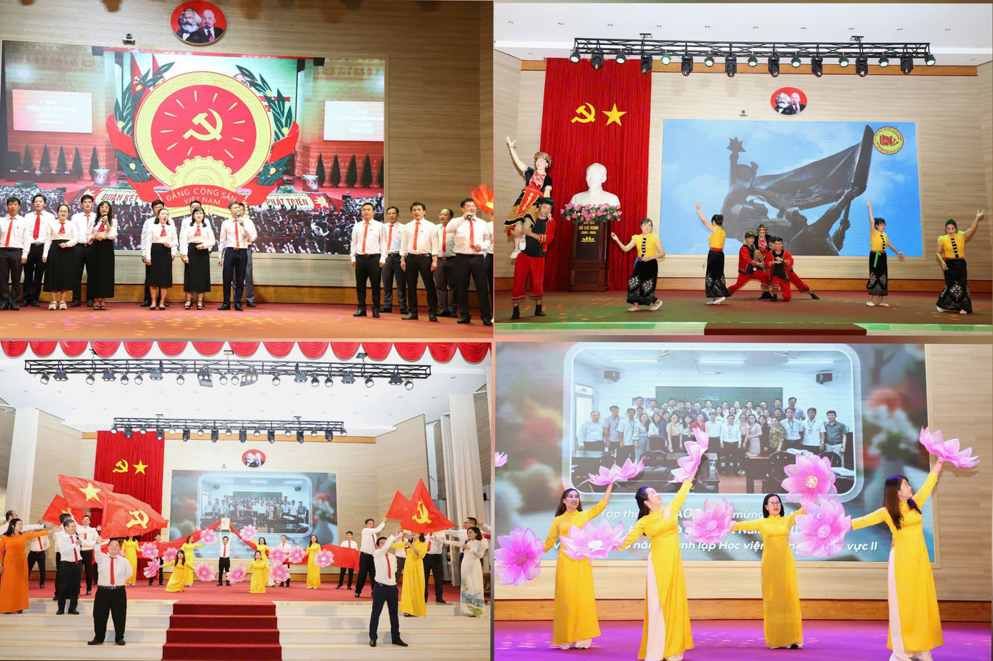 Các đơn vị và học viên các lớp Cao cấp Lý luận chính trị thể hiện bằng các hình thức, phong cách biểu diễn phong phú, sinh động. Các đơn vị và học viên các lớp Cao cấp Lý luận chính trị thể hiện bằng các hình thức, phong cách biểu diễn phong phú, sinh động.