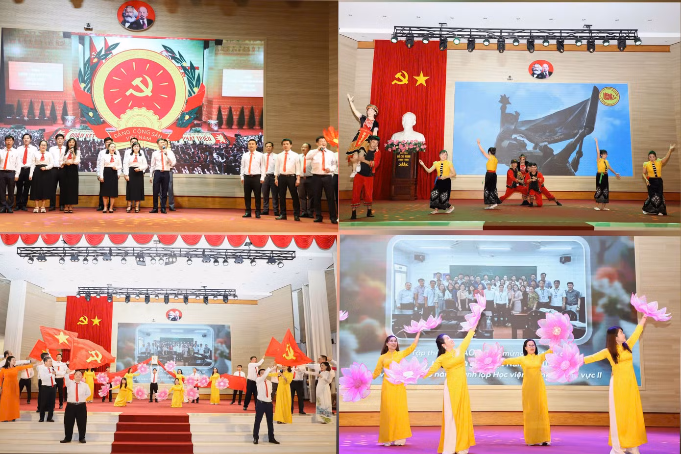 Các đơn vị và học viên các lớp Cao cấp Lý luận chính trị thể hiện bằng các hình thức, phong cách biểu diễn phong phú, sinh động. Các đơn vị và học viên các lớp Cao cấp Lý luận chính trị thể hiện bằng các hình thức, phong cách biểu diễn phong phú, sinh động.