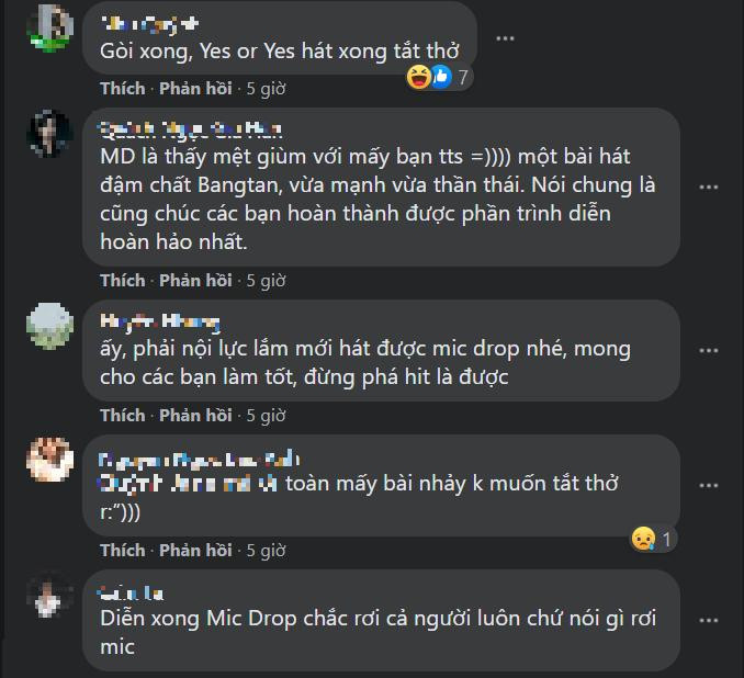 Các netizen đều bất ngờ khi YES or YES và MIC Drop được lựa chọn tại vòng đấu loại đầu tiên.