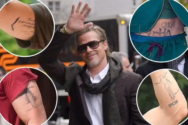 Brad Pitt có cả bộ sưu tập hình xăm trên cơ thể. Ảnh: Page Six.
