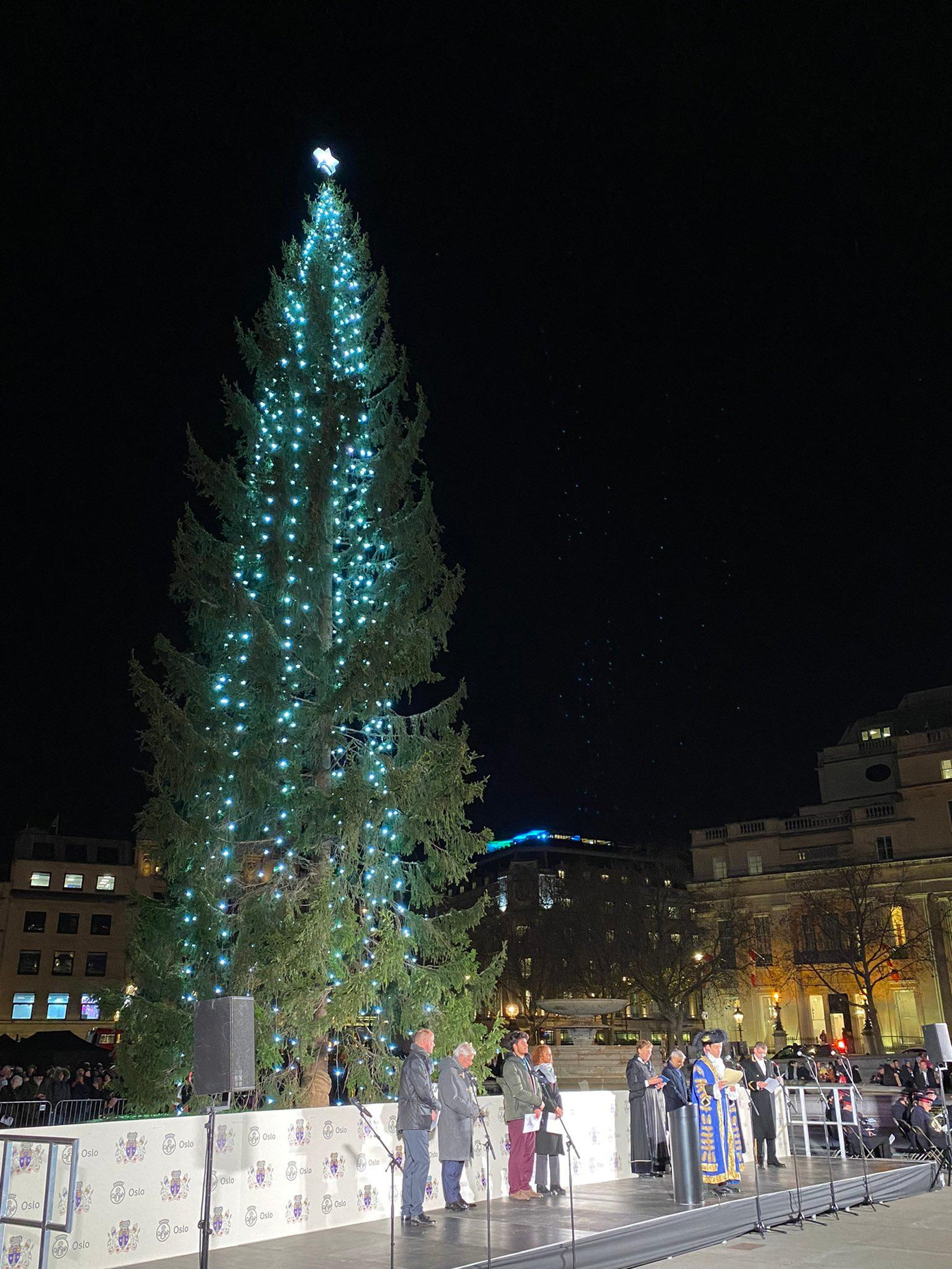 Lễ thắp sáng cây thông diễn ra tối 2/12. Ảnh: Twitter