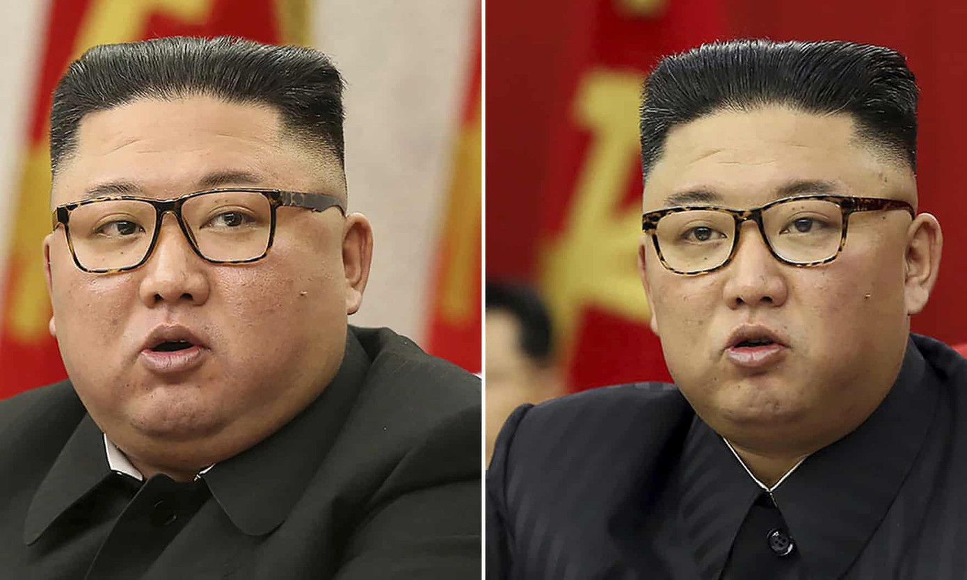 Ông Kim Jong-un giảm cân rõ rệt. Ảnh trái chụp tháng 2/2021, ảnh phải chụp tháng 6 cùng năm. Ảnh: AP Ông Kim Jong-un giảm cân rõ rệt. Ảnh trái chụp tháng 2/2021, ảnh phải chụp tháng 6 cùng năm. Ảnh: AP
