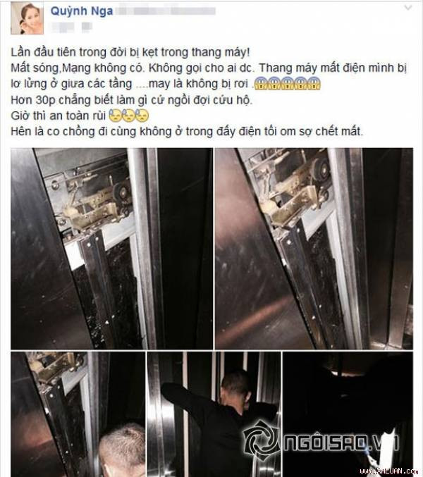 Quỳnh Nga kẹt trong thang máy
