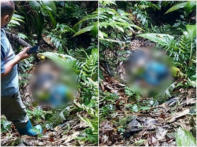 Thi thể người đàn ông được người dân phát hiện trong rừng sâu. Ảnh: Người dân cung cấp