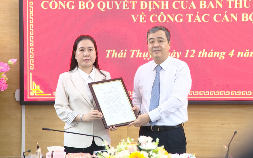 Bà Trần Thị Bích Hằng được điều động giữ chức vụ Bí thư Huyện ủy Thái Thụy, nhiệm kỳ 2020 - 2025.