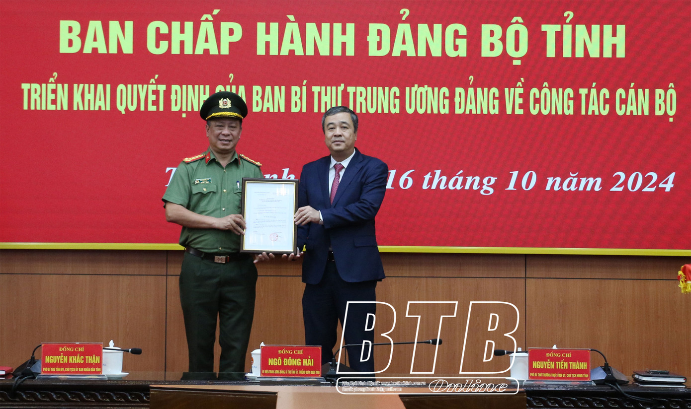 Bí thư Tỉnh ủy Thái Bình Ngô Đông Hải trao quyết định của Ban Bí thư Trung ương Đảng cho Đại tá Trần Xuân Ánh. Ảnh: Báo Thái Bình Bí thư Tỉnh ủy Thái Bình Ngô Đông Hải trao quyết định của Ban Bí thư Trung ương Đảng cho Đại tá Trần Xuân Ánh. Ảnh: Báo Thái Bình