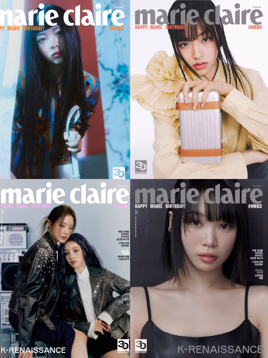 Chaewon (LE SSERAFIM) đằm thắm trong layout trang điểm đến từ thương hiệu mỹ phẩm Make Up For Ever, trong khi Yuqi và Shuhua ((G)I-DLE) cá tính với Golden Goose - tập đoàn thời trang thể thao cao cấp đến từ Ý.