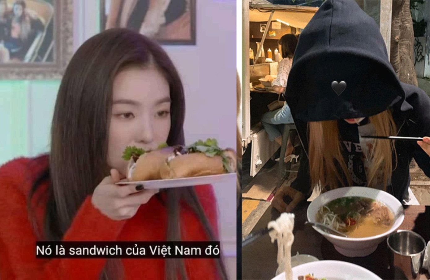 Hai mỹ nữ đình đám Irene (Red Velvet) và Rosé (BLACKPINK) từng xuýt xoa khi thưởng thức món ăn Việt. Rosé còn là một &quot;fan trung thành&quot; của món phở Việt Nam.