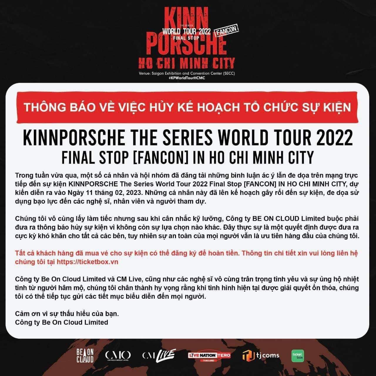 Một lần nữa world tour của KinnPorsche: The Series lại "lỡ hẹn" tại Việt Nam. Một lần nữa world tour của KinnPorsche: The Series lại "lỡ hẹn" tại Việt Nam.