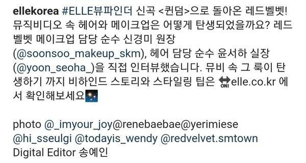 ELLE vội sửa caption đến mức tag sai định dạng tên tài khoản của Irene.