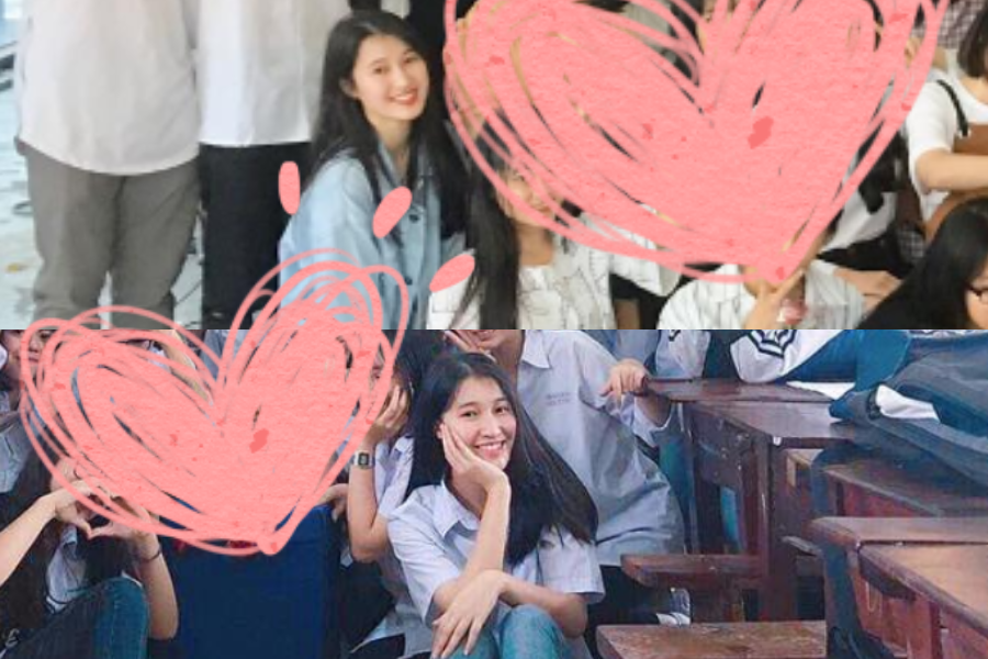 Những bức ảnh chụp tập thể lớp vẫn không thể khiến nhan sắc của nàng Á hậu bị lu mờ. - Nguồn: Facebook Ngan Kim Nguyen