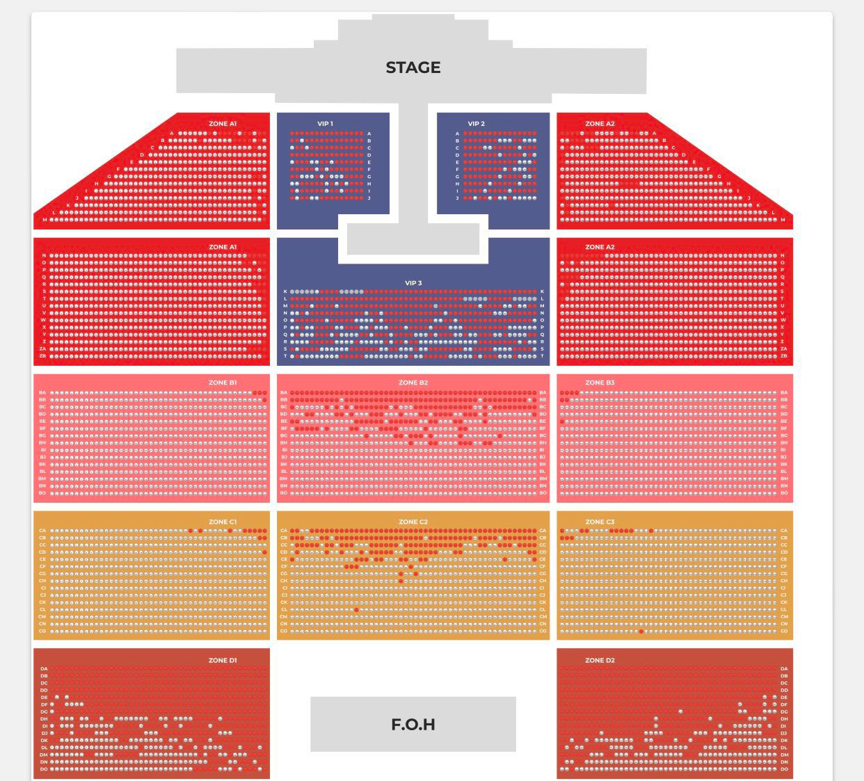 Một số người hâm mộ truy ra lượng vé được bán ra trong đêm diễn (màu đỏ) chỉ mới nằm ở khoảng 1000 vé, trong khi quy mô của buổi diễn lên đến 7000 vé.