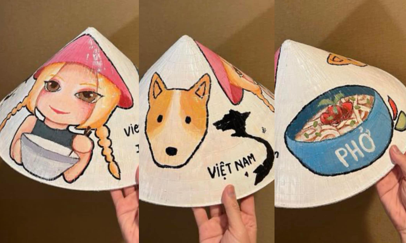 Cận cảnh chiếc nón "va phải ánh mắt của Rosé" được tô vẽ kì công, chỉn chu. Cận cảnh chiếc nón "va phải ánh mắt của Rosé" được tô vẽ kì công, chỉn chu.