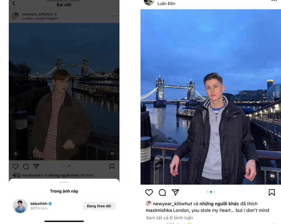 Bức ảnh nghi là chụp trong buổi hẹn hò của Newyear và người yêu mới tại cầu Luân Đôn nhưng anh vẫn tag tên của Both. Bức ảnh nghi là chụp trong buổi hẹn hò của Newyear và người yêu mới tại cầu Luân Đôn nhưng anh vẫn tag tên của Both.