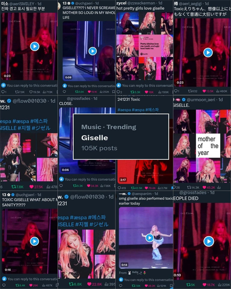 Giselle và sân khấu Toxic liên tục &quot;chễm chệ&quot; trên bảng trending với hàng loạt những video, hình ảnh được cư dân mạng &quot;truyền tay nhau&quot; đăng tải.
