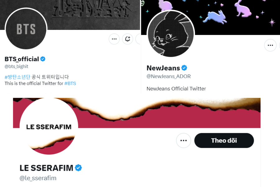 Một số nhóm nhạc như BTS, NewJeans, LE SSERAFIM,... đã kịp thời "bắt trend", giữ lại tích xanh xác minh chính chủ cho tài khoản của mình.