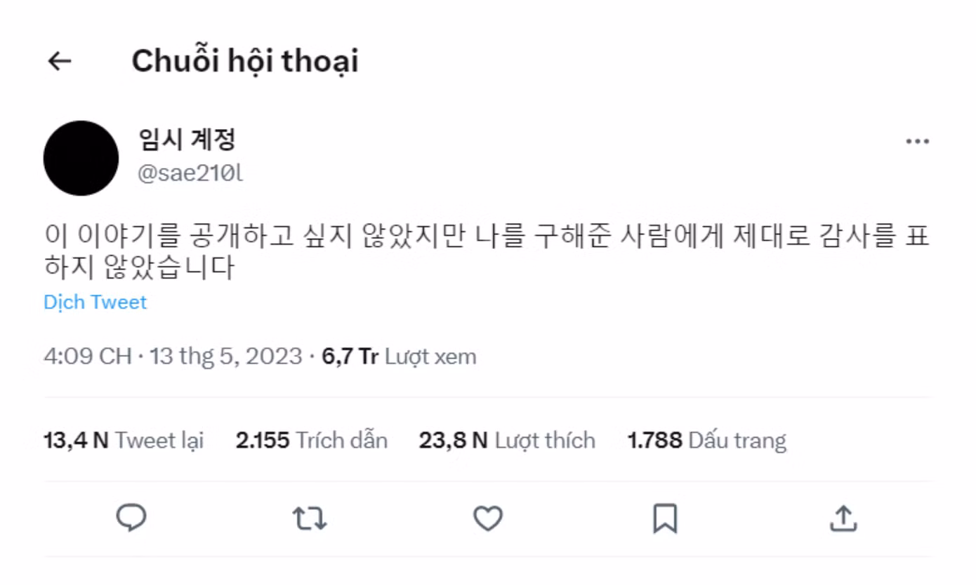 Câu chuyện về lòng tốt của Chen nhận được lượt tương tác "khủng" với gần 7 triệu lượt tiếp cận sau gần 24h đăng tải.