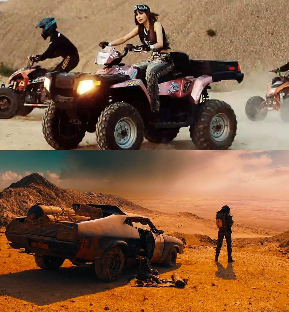 ...hay phân cảnh lái moto trên xa mạc của Lisa cũng khiến fan liên tưởng đến bộ phim Mad Max. - Nguồn ảnh: Twitter chu_ringg ...hay phân cảnh lái moto trên xa mạc của Lisa cũng khiến fan liên tưởng đến bộ phim Mad Max. - Nguồn ảnh: Twitter chu_ringg