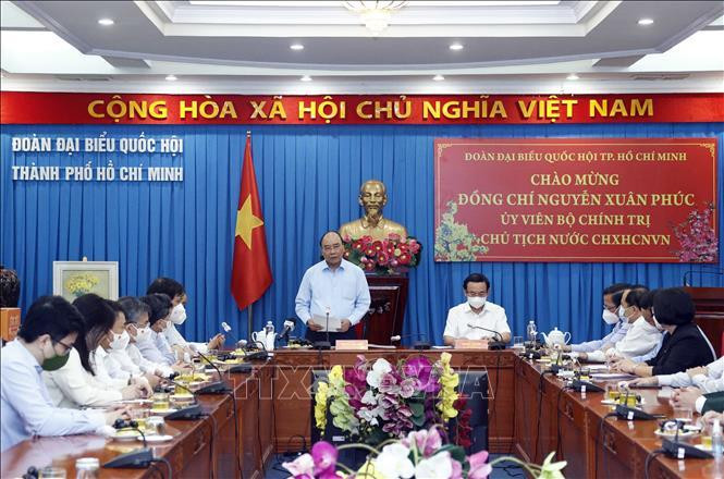 Chủ tịch nước Nguyễn Xuân Phúc phát biểu tại buổi làm việc. Ảnh: Thống Nhất/TTXVN Chủ tịch nước Nguyễn Xuân Phúc phát biểu tại buổi làm việc. Ảnh: Thống Nhất/TTXVN