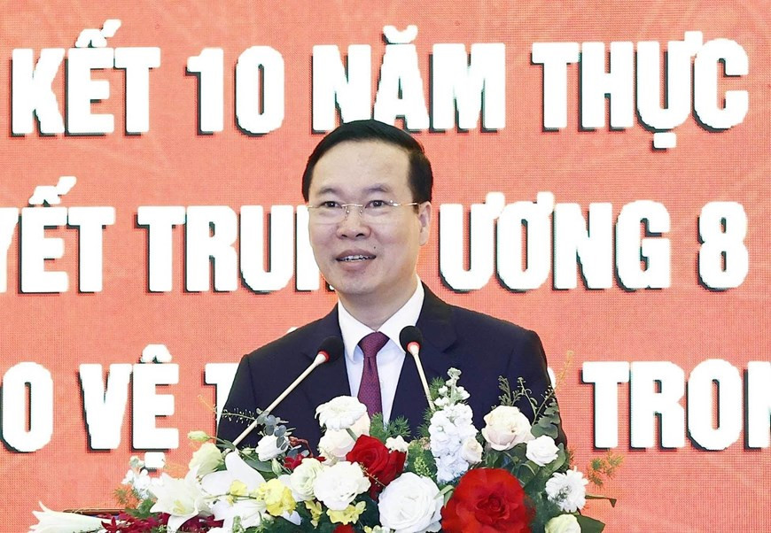 Chủ tịch nước Võ Văn Thưởng phát biểu chỉ đạo. (Ảnh: Thống Nhất/TTXVN). Chủ tịch nước Võ Văn Thưởng phát biểu chỉ đạo. (Ảnh: Thống Nhất/TTXVN).