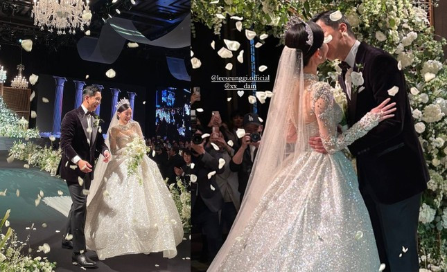 Lee Seung Gi và Lee Da In trong lễ cưới.