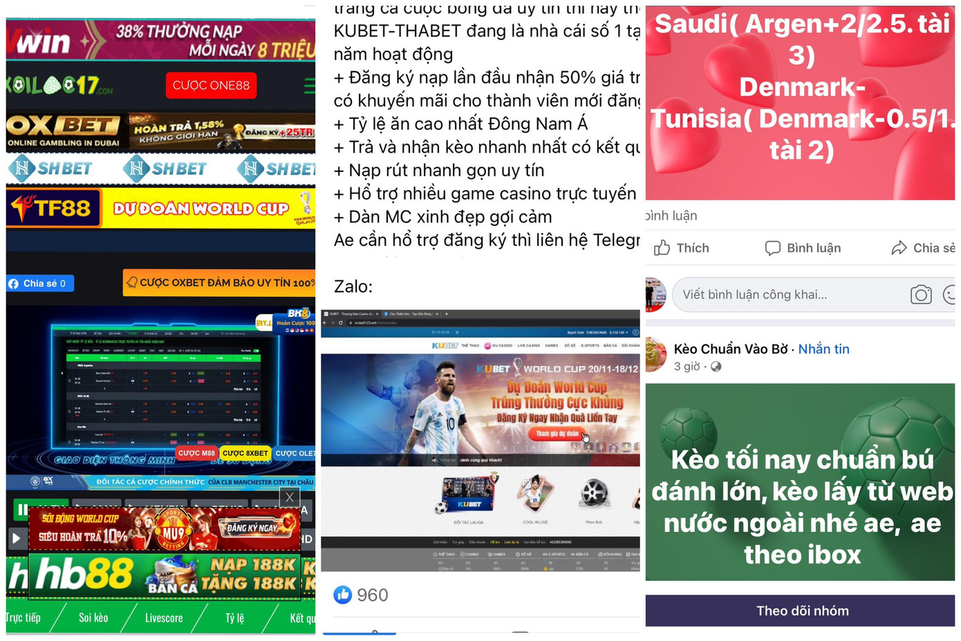 Nhan nhản các quảng cáo các cược trên nhiều nền tảng mạng xã hội. Nhan nhản các quảng cáo các cược trên nhiều nền tảng mạng xã hội.