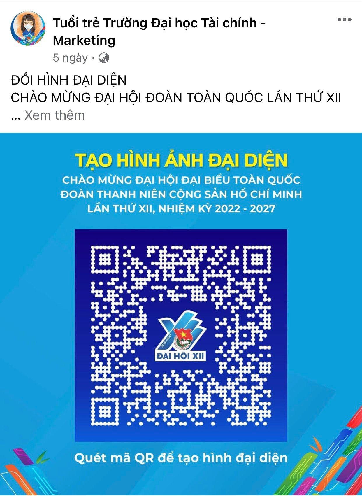 Fanpage Tuổi trẻ trường ĐH Tài chính – Marketing cũng hướng dẫn các sinh viên đổi ảnh đại diện chào mừng Đại hội.