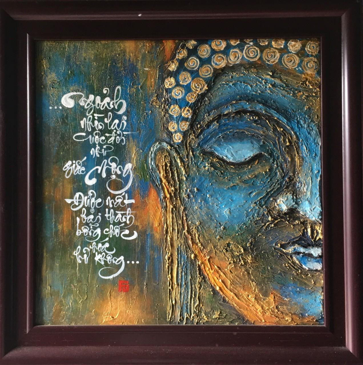 Trong số các tác phẩm sáng tác, Minh Hùng tâm đắc nhất với tác phẩm vẽ nửa mặt Đức Phật với dòng tiểu tự: &quot;Ngoảnh nhìn lại cuộc đời như giấc mộng. Được mất bại thành bỗng chốc hóa hư không&quot;.