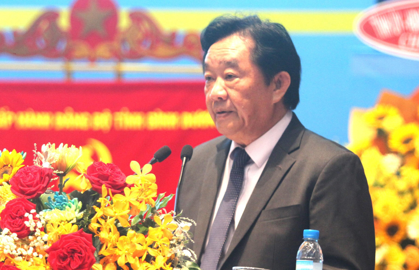 Ông Nguyễn Hoàng Thao - Phó Bí thư thường trực Tỉnh ủy Bình Dương phát biểu tại Đại hội. (Ảnh: Hương Chi)