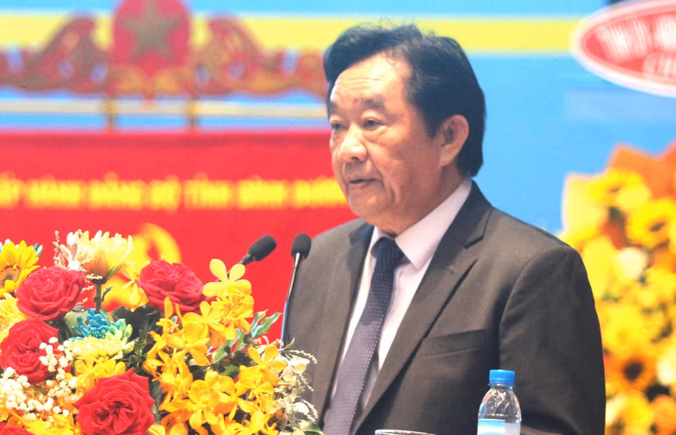 Ông Nguyễn Hoàng Thao - Phó Bí thư thường trực Tỉnh ủy Bình Dương phát biểu tại Đại hội. (Ảnh: Hương Chi)