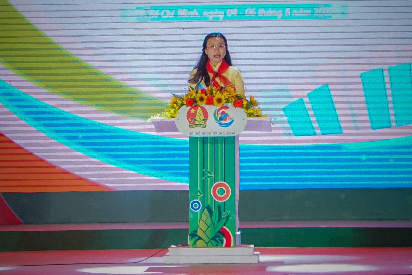 Chị Nguyễn Phạm Duy Trang, Bí thư T.Ư Đoàn, Chủ tịch Hội đồng Đội Trung ương phát biểu tại Lễ khai mạc. (Ảnh: Hồng Nguyễn) Chị Nguyễn Phạm Duy Trang, Bí thư T.Ư Đoàn, Chủ tịch Hội đồng Đội Trung ương phát biểu tại Lễ khai mạc. (Ảnh: Hồng Nguyễn)