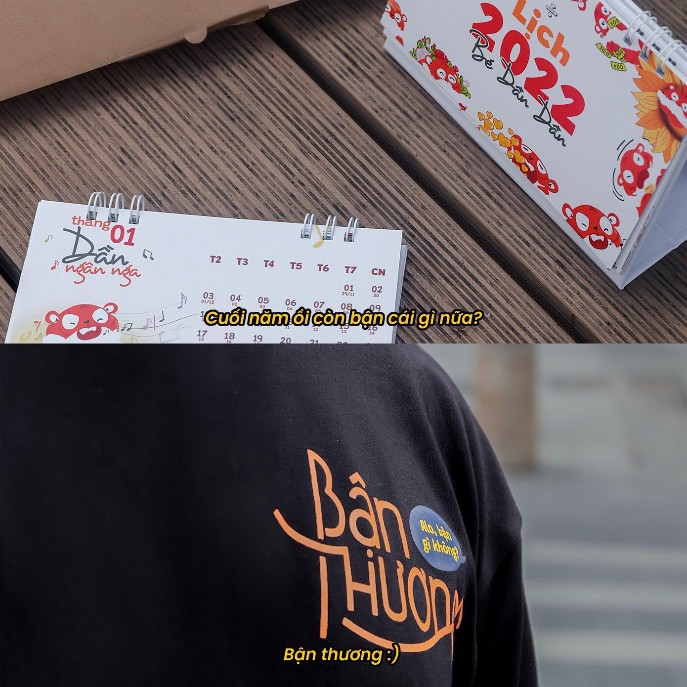 Những sản phẩm lịch để bàn mà các bạn trẻ nhóm Thương bán gây quỹ.