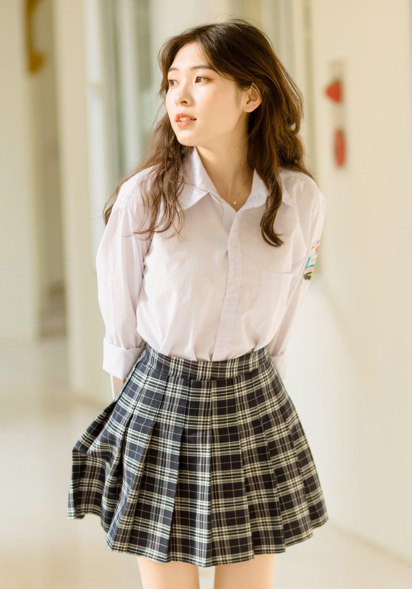 Diệu Linh xinh đẹp trong bộ đồng phục thời học sinh.