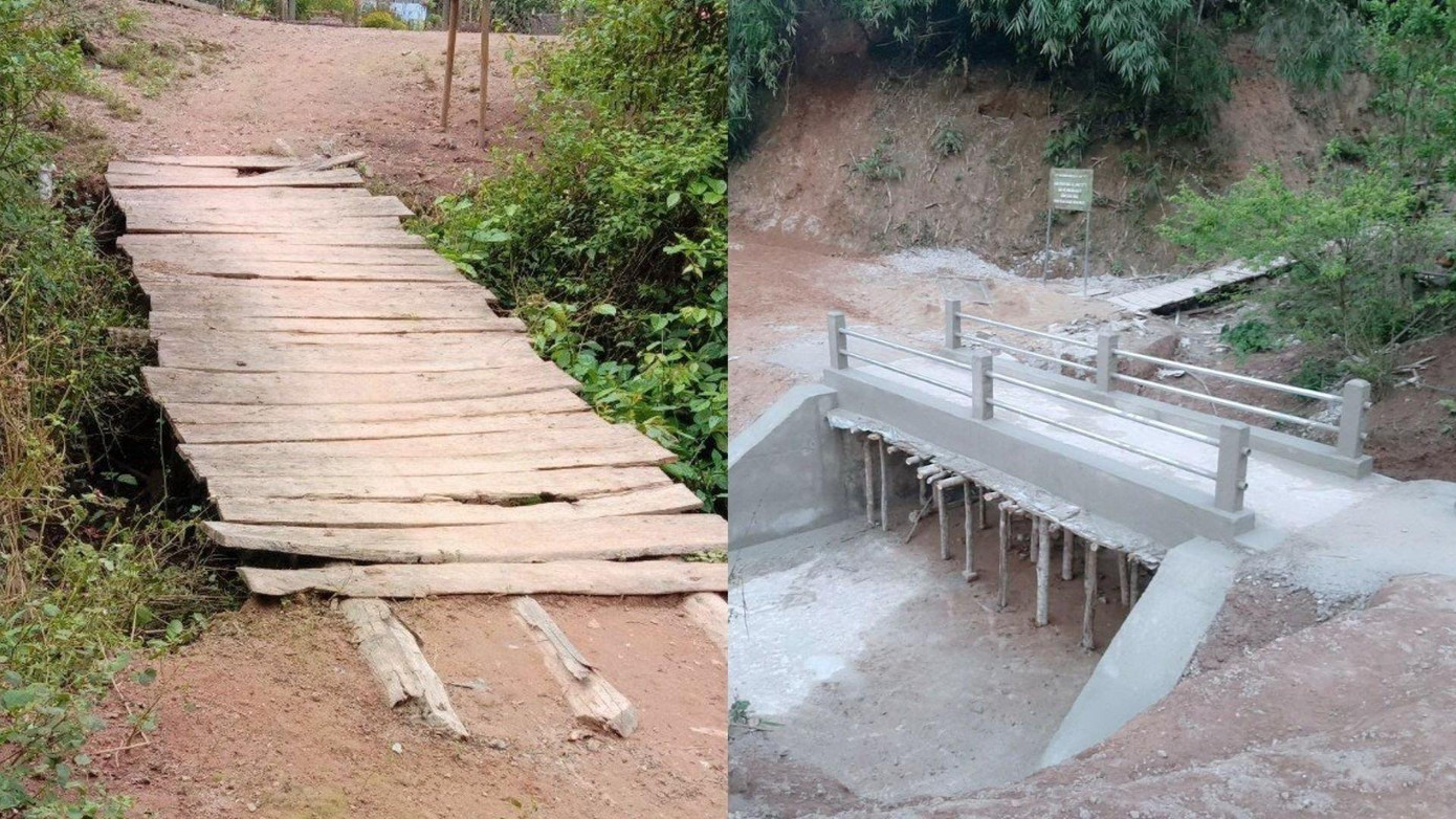 Hình ảnh thay da đổi thịt của cây cầu mới mang tên “Cầu Nậm Pồ cho em”, chứa tình yêu thương, lòng nhiệt thành của những người trẻ sống đẹp, “sống không hối tiếc”. Hình ảnh thay da đổi thịt của cây cầu mới mang tên “Cầu Nậm Pồ cho em”, chứa tình yêu thương, lòng nhiệt thành của những người trẻ sống đẹp, “sống không hối tiếc”.