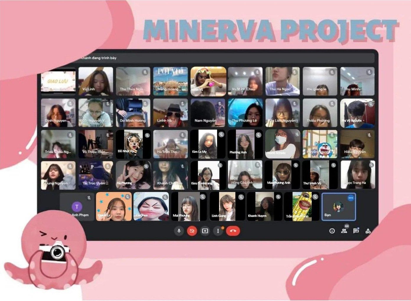 Các thành viên của dự án gặp nhau qua online để triển khai dự án.