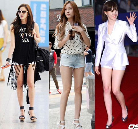 Các sao Hàn sáng tạo ra rất nhiều cách để khoe chân. Cách kinh điển nhất là diện những chiếc quần short cực ngắn