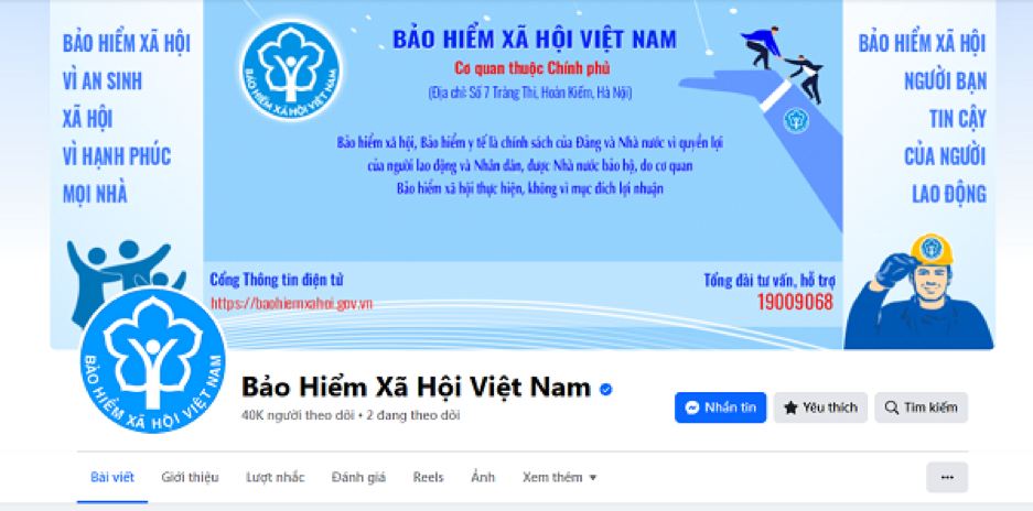 Fanpage Facebook của BHXH Việt Nam.