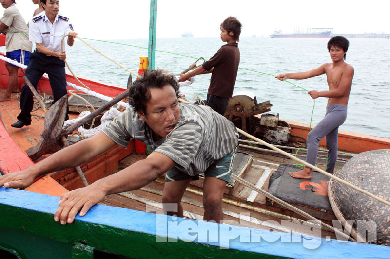 Tàu cá QNg 66478 TS chuẩn bị cập bến